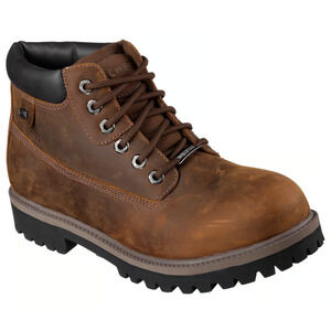 Skechers Verdict Brown Leather Lace Up Waterproof Work Safety Boots Men's Size 9